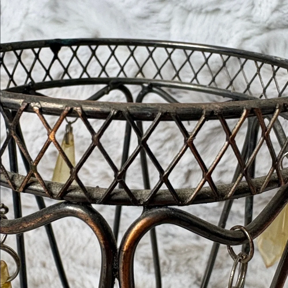 Vintage Moroccan Footed Hanging Metal Candle Holder Jar Holder
